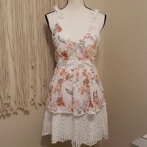 Foxiedox Peplum Eyelet Floral Dress